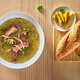 Soup of smoked ribs with vegetables, bread, pickled chilli peppers and herbs - PhotoDune Item for Sale