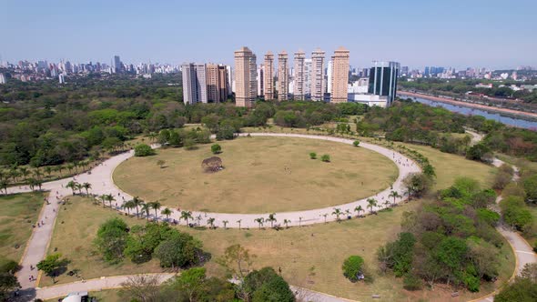 Nature state park at Sao Paulo Brazil. Villa Lobos forest park. alt