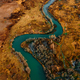 Aerial view of turquoise winding river and golden autumn - PhotoDune Item for Sale