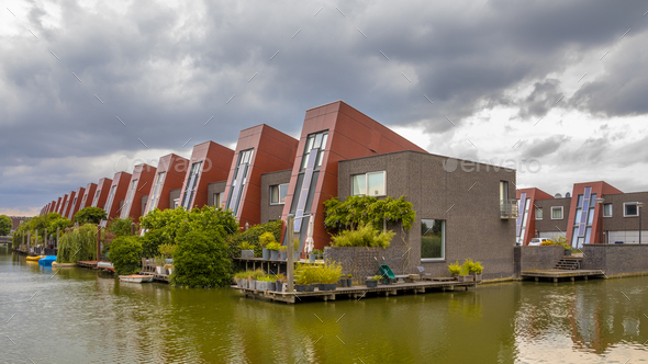 Ecological houses at waterfront