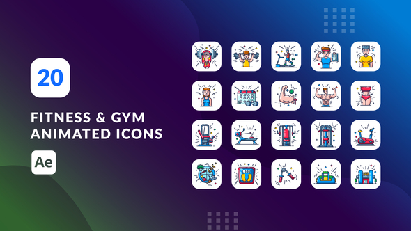 Fitness and Gym Animated Icons | After Effects