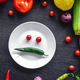 Flat lay, vegetables on a wooden background and an plate with paper. - PhotoDune Item for Sale