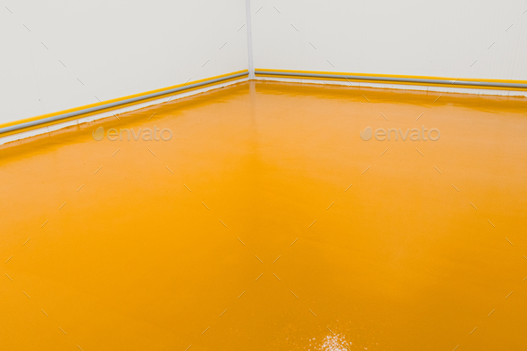 cold storage with new floor made of yellow epoxy resin