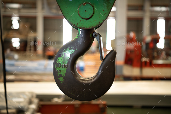 Metal hooks for heavy industrial lifting applications. - Stock Photo - Images