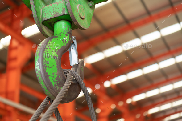 Metal hooks for heavy industrial lifting applications. - Stock Photo - Images