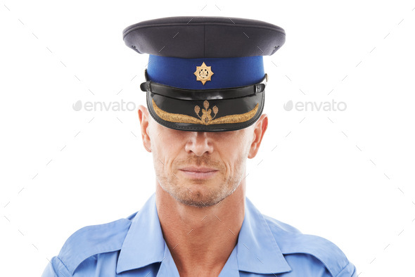 To serve and protect. Studio shot of a mature policeman isolated on white.