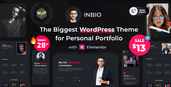 Excellent InBio - Personal Portfolio/CV WordPress Theme