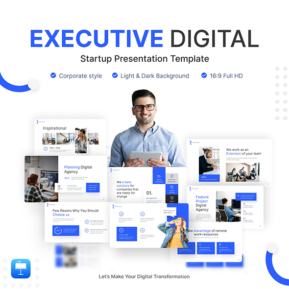 Executive Digital Startup Pitch Deck Keynote Template