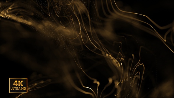 Dust Gold Particles, random motion of particles.On beatiful relaxing Background. Glittering Particle