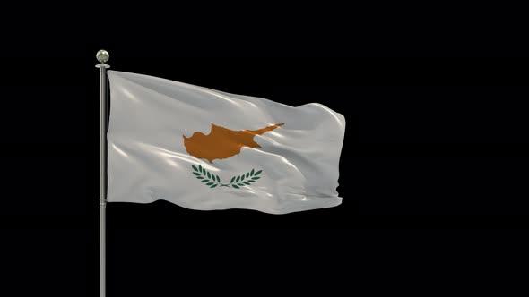 Cyprus Flag Medium Shot Waving Looping Animation Include Alpha