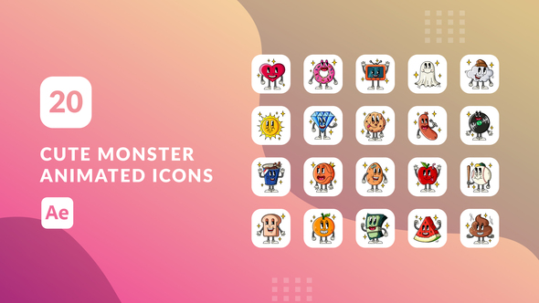 Cute Monster Animated Icons | After Effects