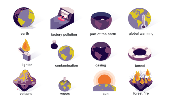 Environmental disaster - Isometric Icons
