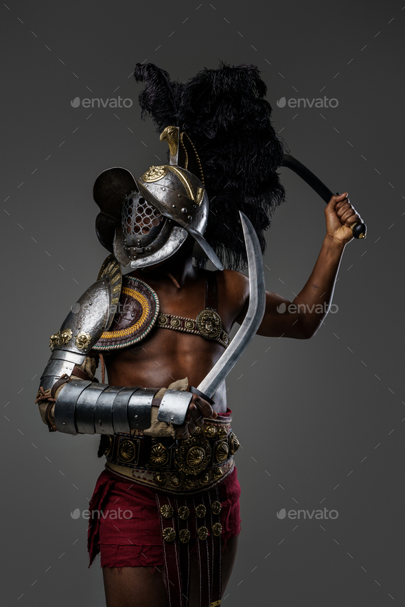 Strong Gladiator From Ancient Rome With Dual Swords Stock Photo By Fxquadro