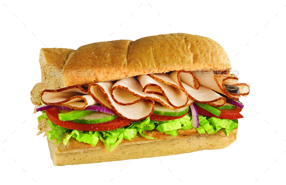 half of long tasty subway baguette sandwich