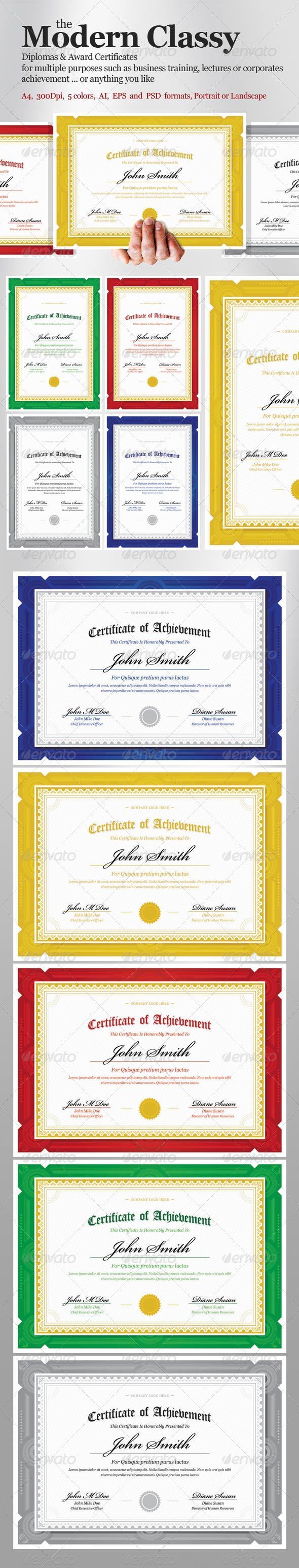 Modern Classy diploma award Certificate - Certificates Stationery