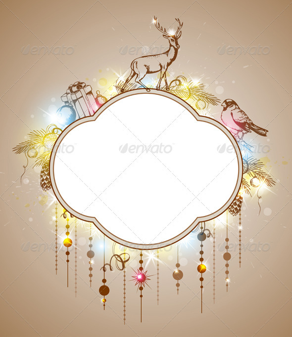 Christmas Label with Decorations - Christmas Seasons/Holidays