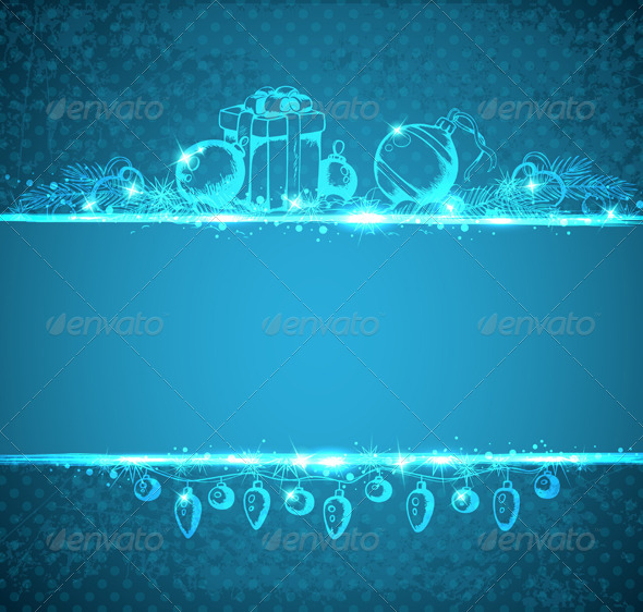 Vintage Blue Christmas Background - Christmas Seasons/Holidays