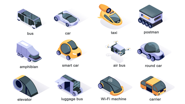 Transport of the future - Isometric Icons