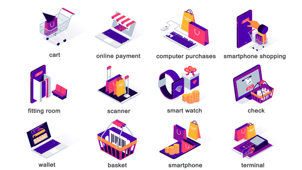 Online shopping - Isometric Icons