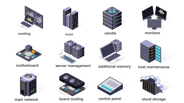 Server system - Isometric Icons