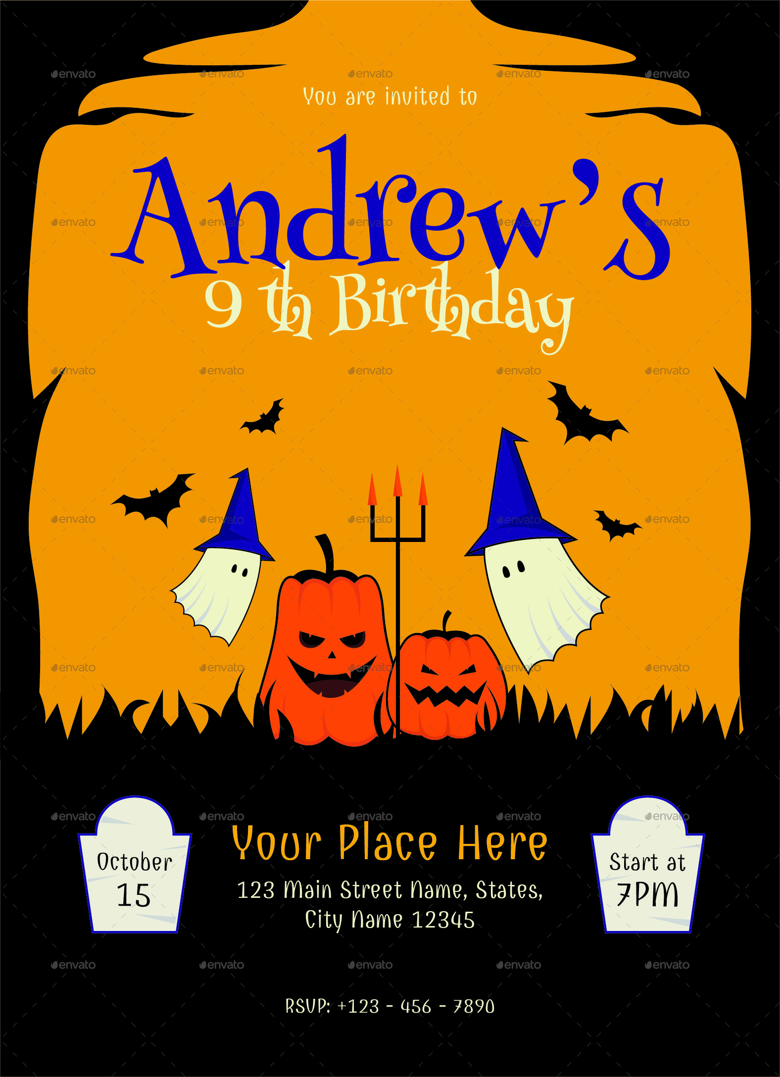 Birthday Invitation Halloween Theme by Neermana GraphicRiver