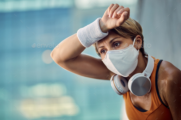 It\'s hard to run with protective mask on your face!