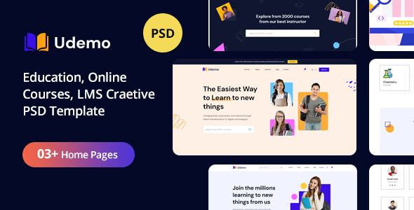 Udemo – Education, Online Course, LMS Creative PSD Template