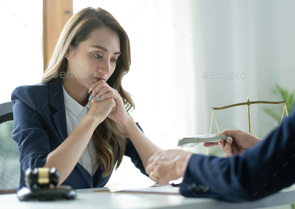 A professional asian female lawyer or business legal consultant having a secret meeting with her