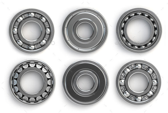 Set of different bakk and roller bearing isolated on white. - Stock Photo - Images