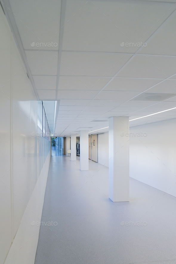 a hallway in a hospital Corridor of an empty modern Holland hospital