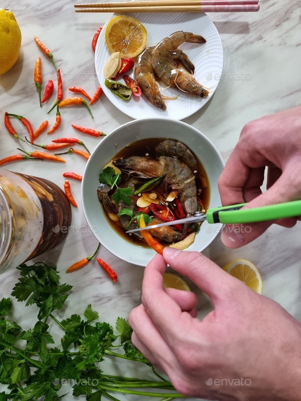 Korean soy sauce marinated raw shrimp Stock Photo by weewendy PhotoDune