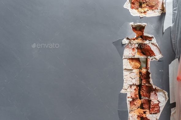 Fragment of the destroyed wall - Stock Photo - Images