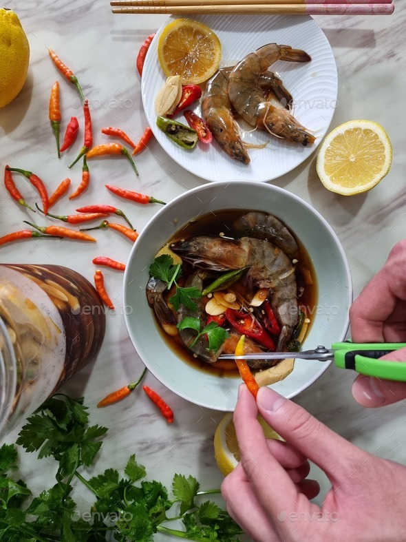 Korean soy sauce marinated raw prawns Stock Photo by weewendy PhotoDune