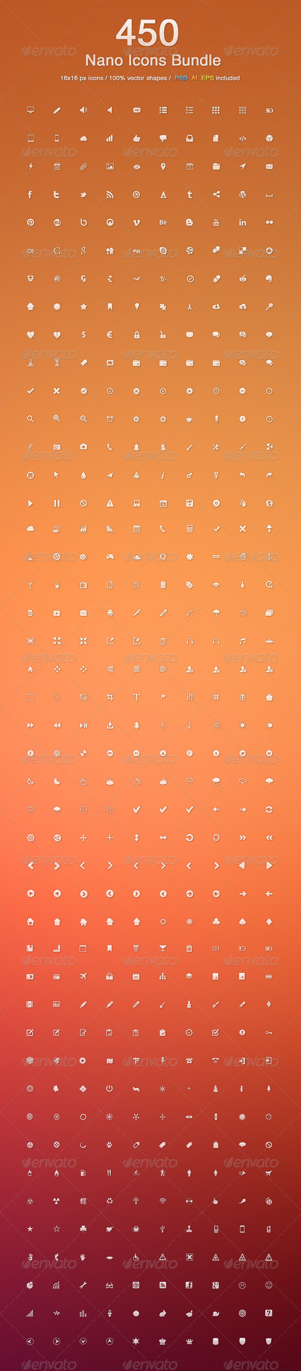 450 Nano Icons Bundle - Web Icons
