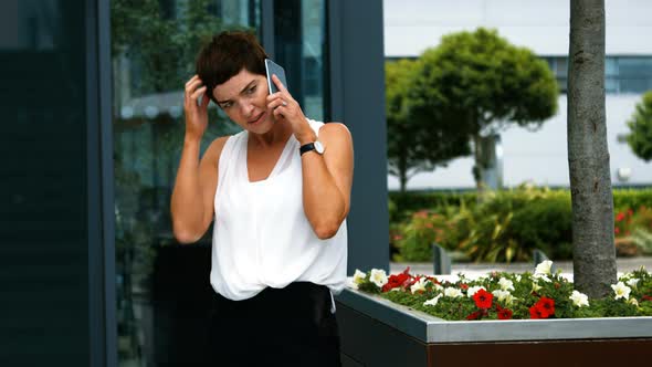 Businesswoman talking on mobile phone alt