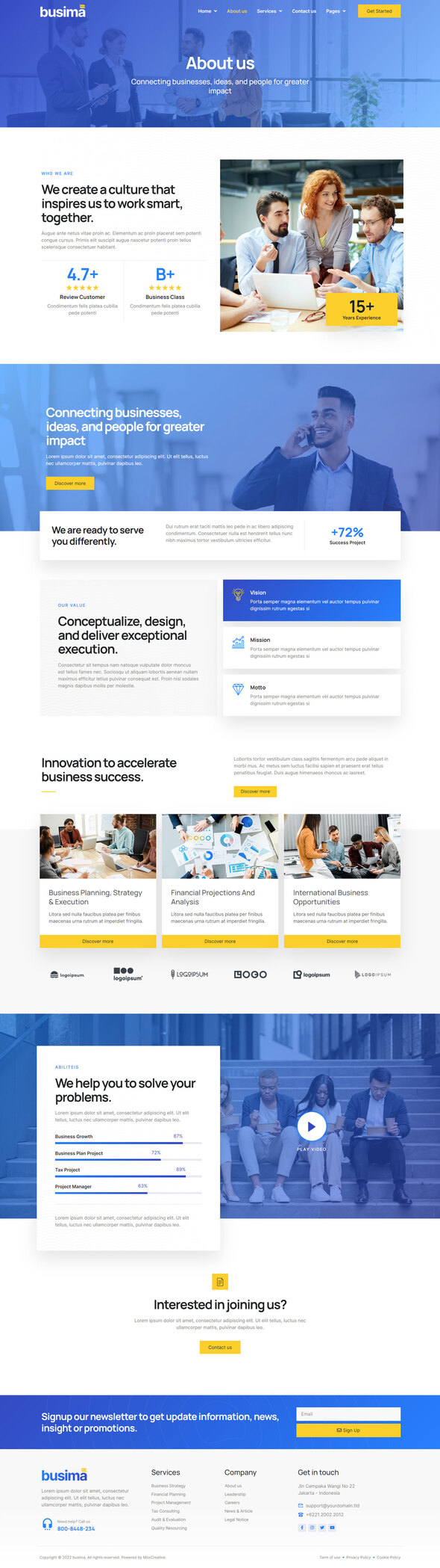 Busima - Business Consultant Elementor Template Kit by moxcreative