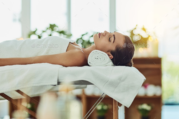 Nothing more needed. Shot of an attractive young woman getting pampered at a beauty spa.