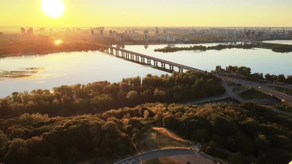 Monument Motherland in the Morning. Kyiv, Ukraine. Aerial View alt