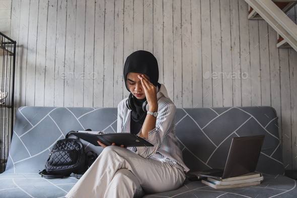 Sad Muslim Woman Student