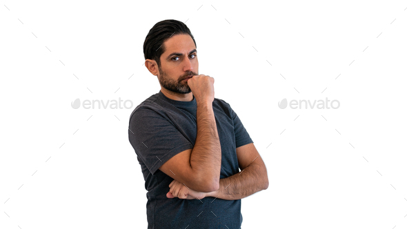 illustration of a young man thinking pose 35862869 PNG