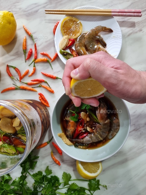 Korean soy sauce marinated raw prawns Stock Photo by weewendy PhotoDune