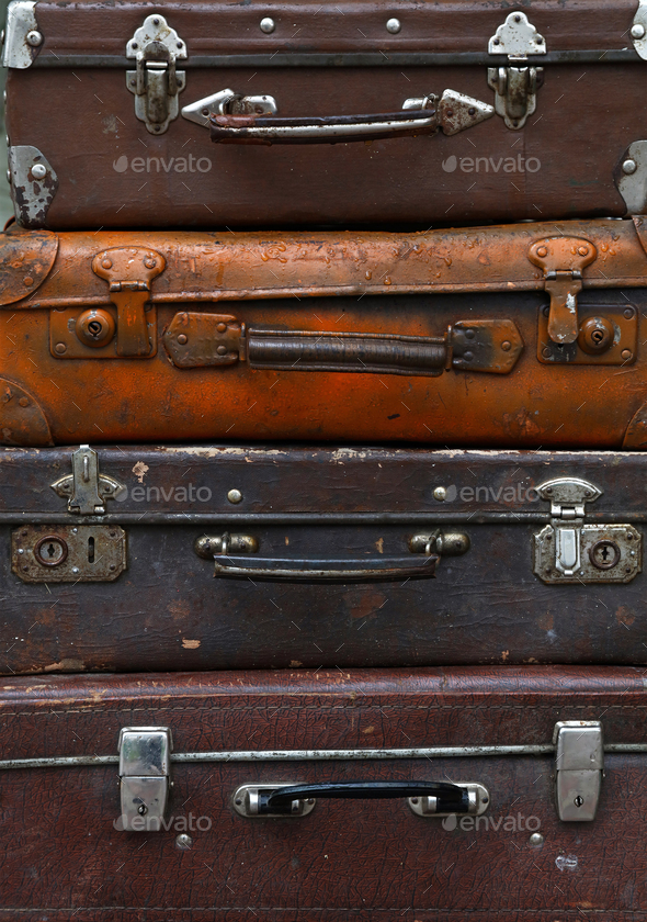 Brown Suitcase Vintage Luggage Vintage Travel Stock Photo