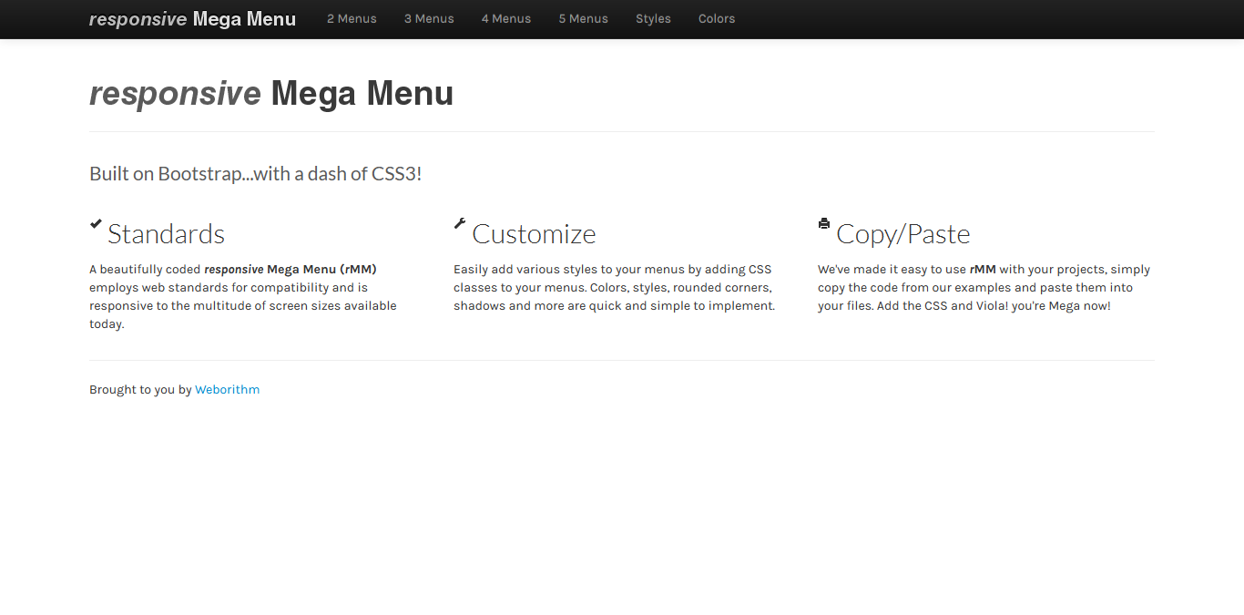 responsive Mega Menu for Bootstrap by Weborithm | CodeCanyon