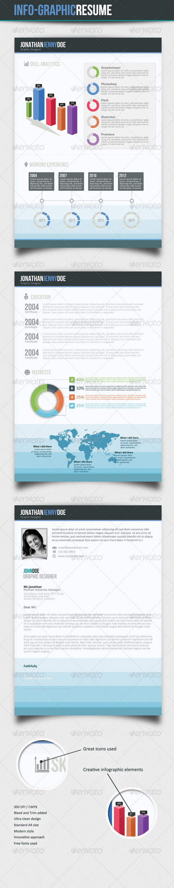 Infographic 3Page Resume - Resumes Stationery