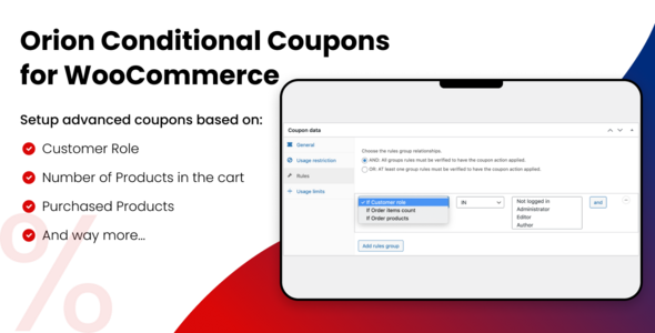 Orion Conditional Coupon for Woocommerce