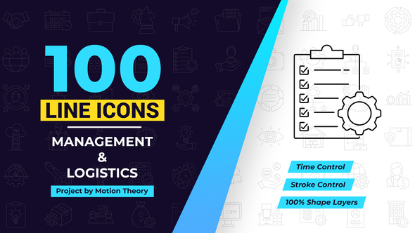 100 Management Line Icons