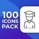 100 Online Learning Line Icons - VideoHive Item for Sale