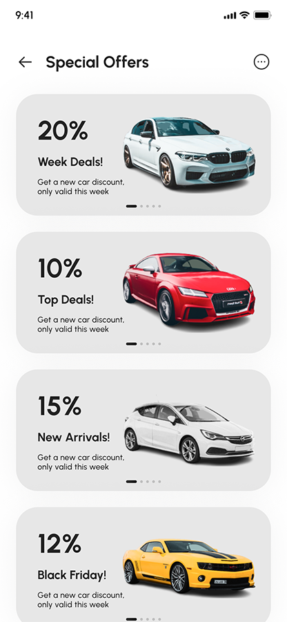 GIFTCARS - Car Marketplace Flutter App Ui Template by dokkanagency