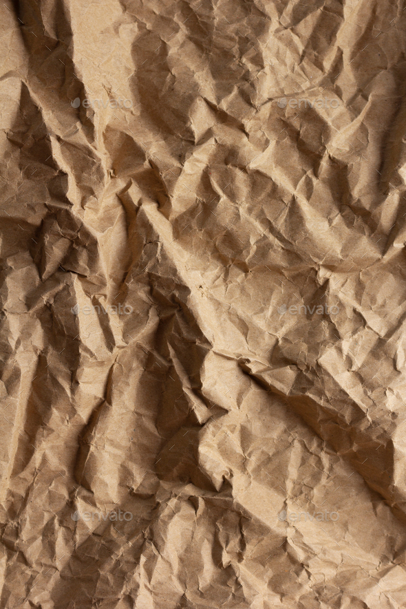 Crumpled parcel paper background texture. Recycling concept and brown ...