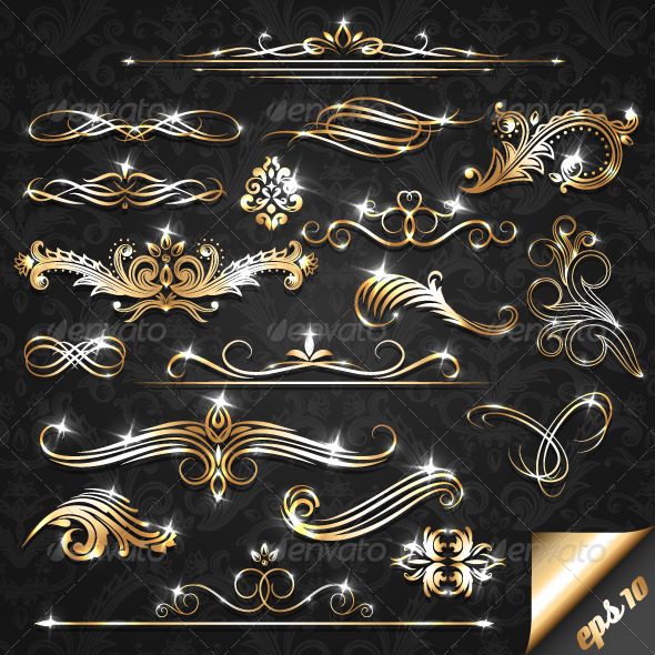 Golden Ornate Elements - Flourishes / Swirls Decorative